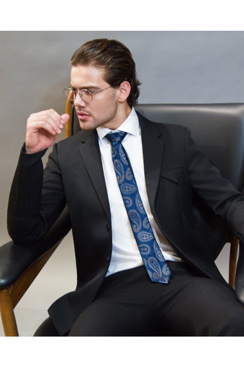 Paisley Silk Jacquard Tie, Alternate, color, Midnight Blue
