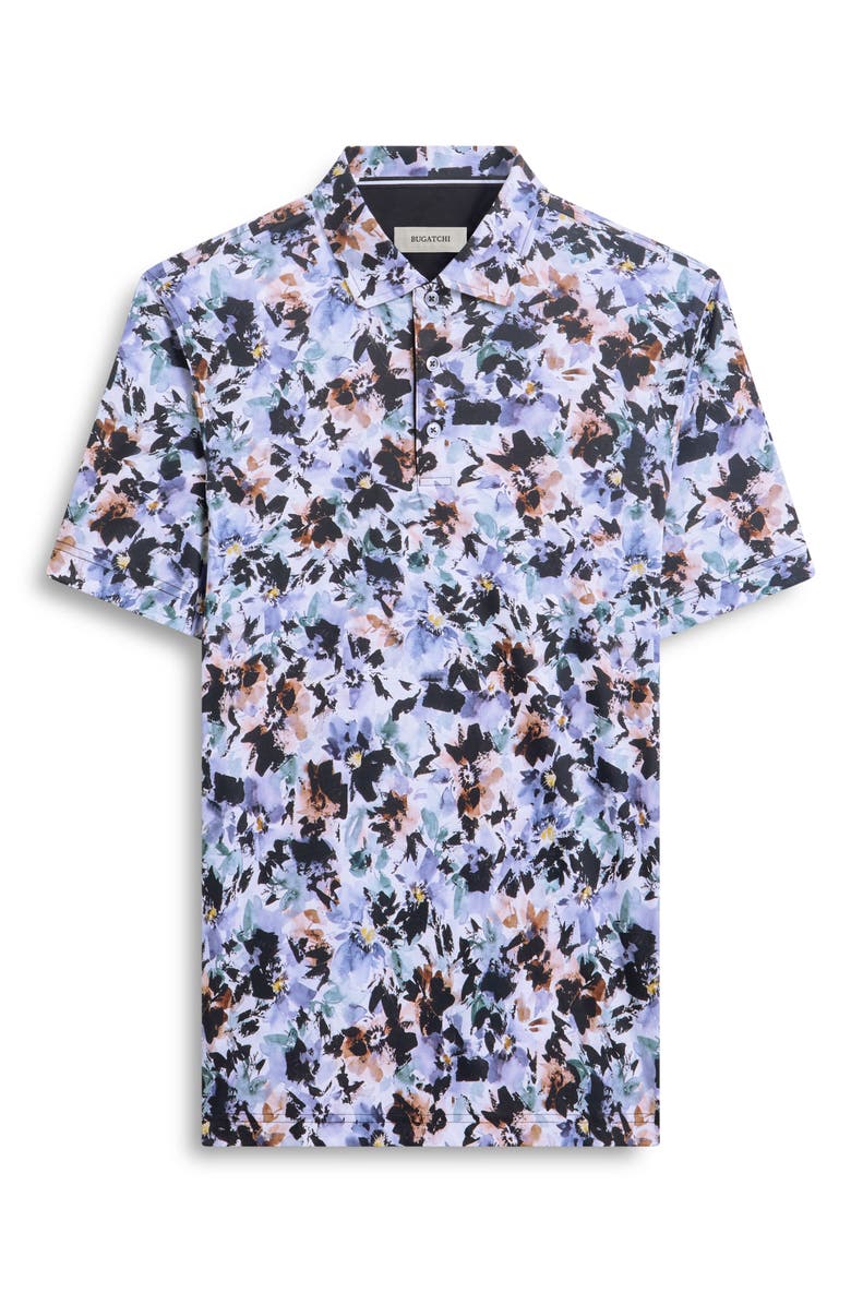 Bugatchi Hendrix Digital Floral Print Pima Cotton Polo, Alternate, color, Lilac