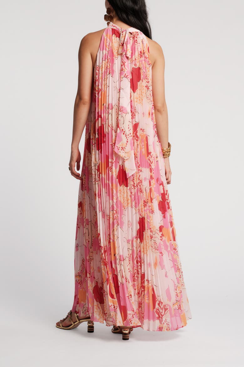 Slim Pleated Maxi Dress, Alternate, color, Pink/Multi