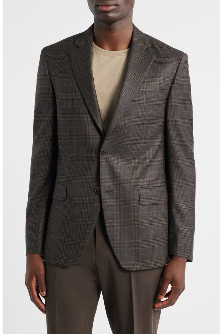 Flynn Classic Fit Brown Plaid Wool Sport Coat, Main, color, BROWN