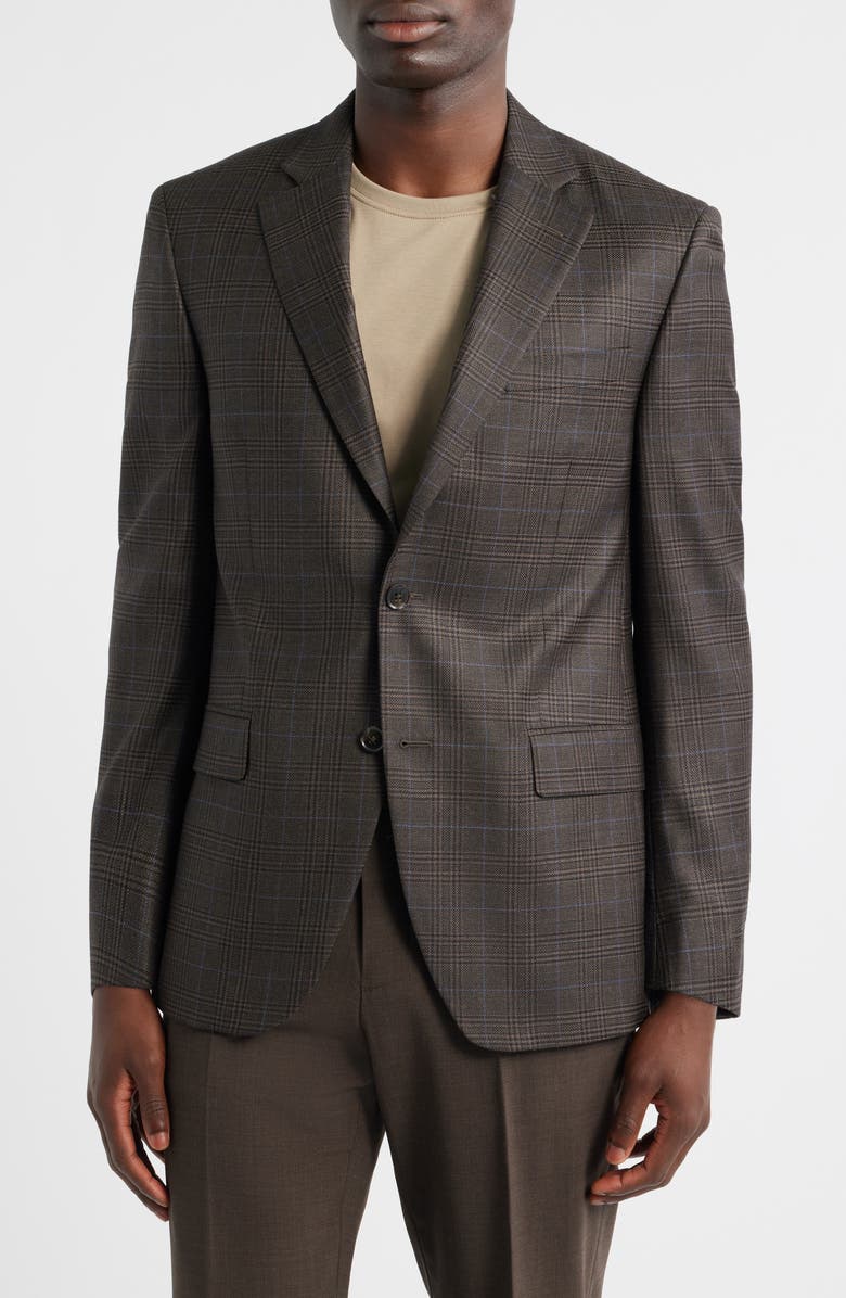 Peter Millar Flynn Classic Fit Brown Plaid Wool Sport Coat, Main, color, Brown