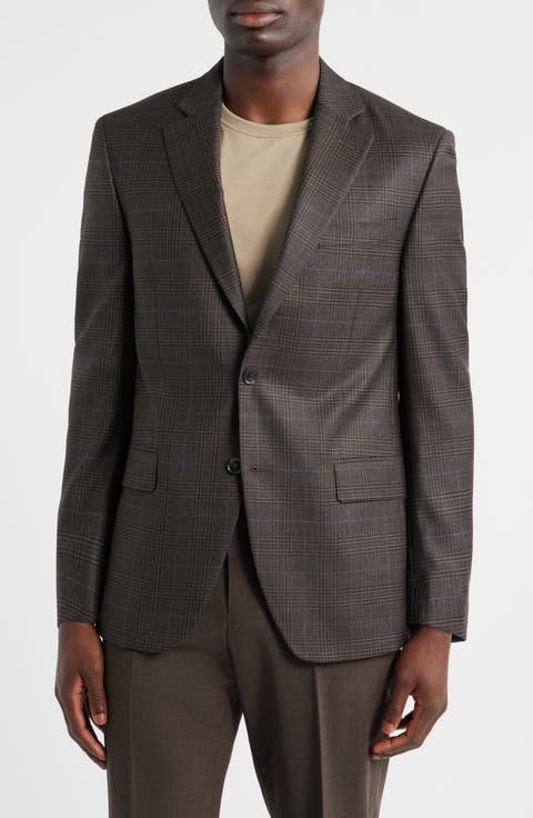 Flynn Classic Fit Brown Plaid Wool Sport Coat (Regular & Big)