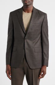 Peter Millar Flynn Classic Fit Brown Plaid Wool Sport Coat