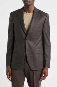 Flynn Classic Fit Brown Plaid Wool Sport Coat