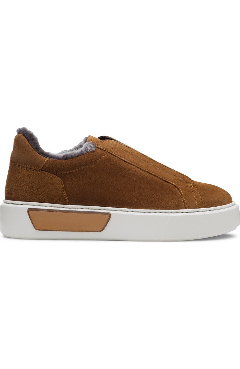 Magnanni Genuine Shearling Lined Slip-On Platform Sneaker, Alternate, color, Cognac Suede
