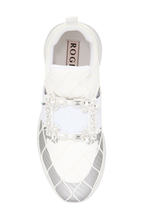 Roger Vivier Viv Run Strass Technical In Argento/bianco