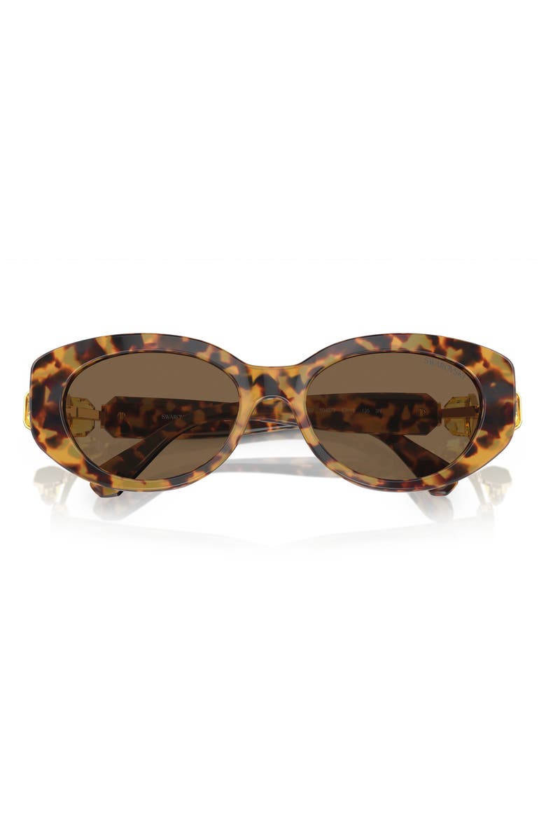 Swarovski 53mm Oval Sunglasses, Alternate, color, Lite Havana