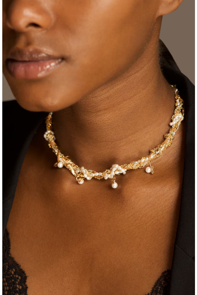 Tangle Genuine Pearl Necklace, Alternate, color, SILVER