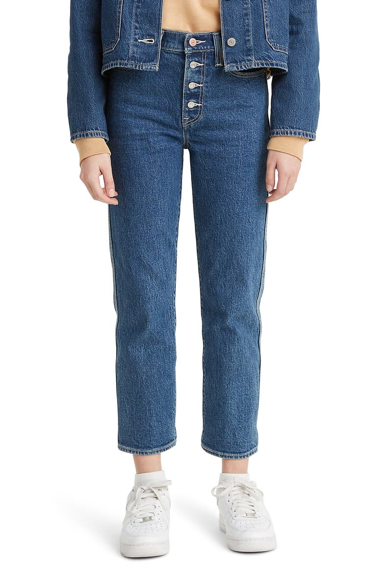 Levi's® Wedgie High Waist Crop Straight Leg Jeans, Main, color, MIDDLE SISTER