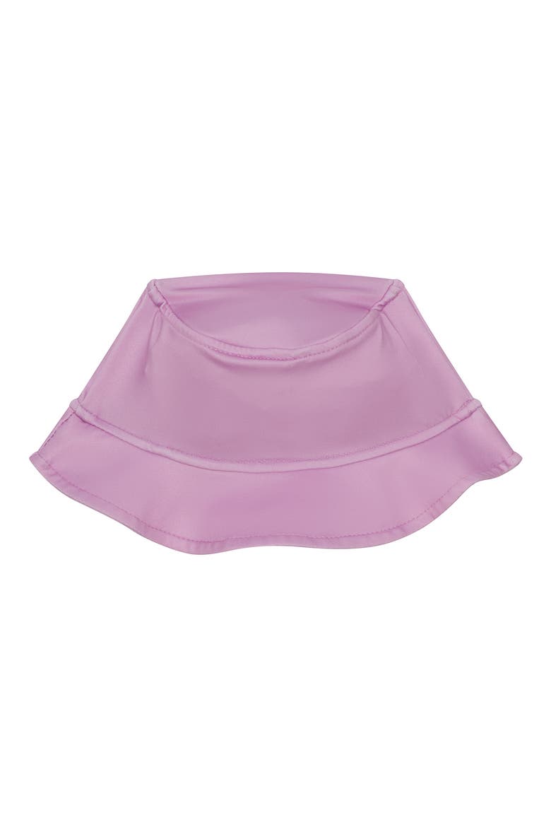 Ruffle Long Sleeve One-Piece Rashguard Swimsuit & Hat Set, Alternate, color, LIGHT PURPLE FLORAL
