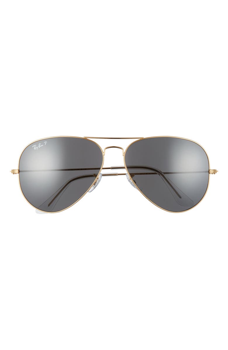 Ray-Ban Original 62mm Oversize Polarized Aviator Sunglasses, Main, color, Gold/ Black