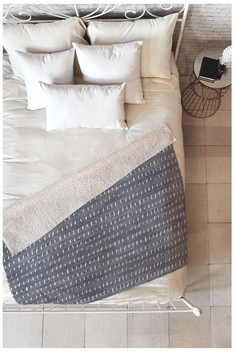 Reversible Fleece Throw Blanket, Alternate, color, DENIM RAIN