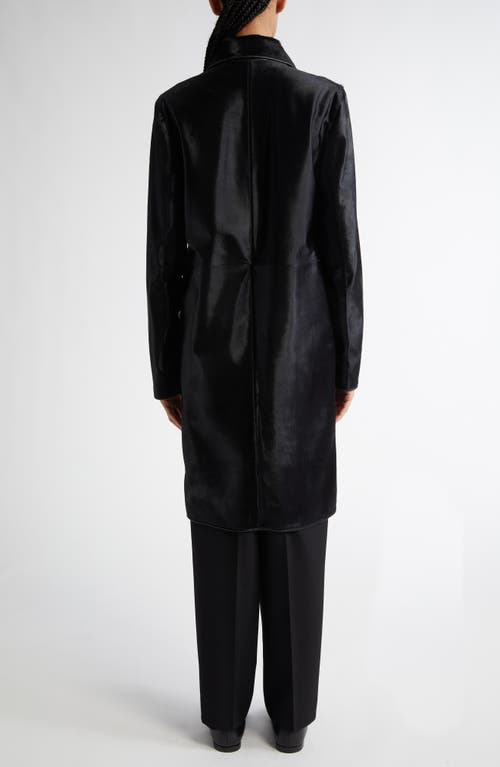 Shop Totême Toteme Genuine Calf Hair Coat In Black