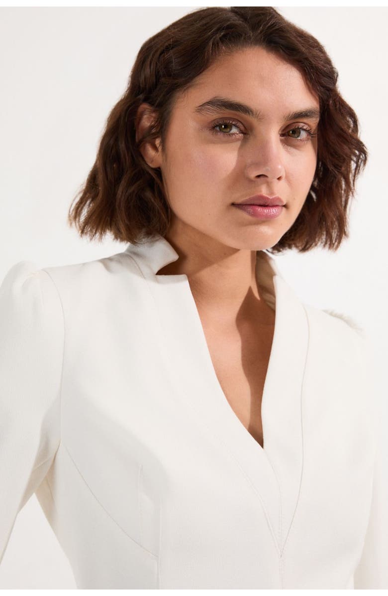 Karen Millen 3/4 Sleeve Belted Midi Dress, Alternate, color, Ivory