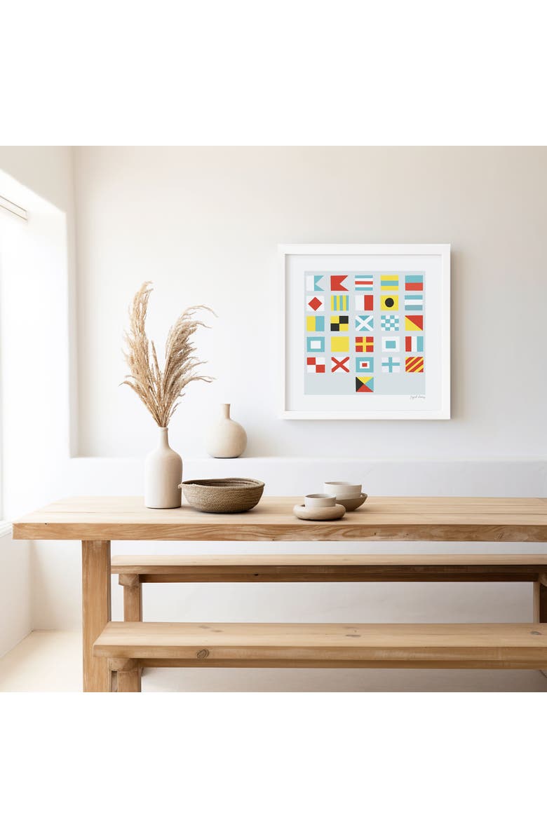 Ramus & Co Nautical Flags Alphabet Framed Museum Quality 12" x 12" Art Print, Alternate, color, Multicolored