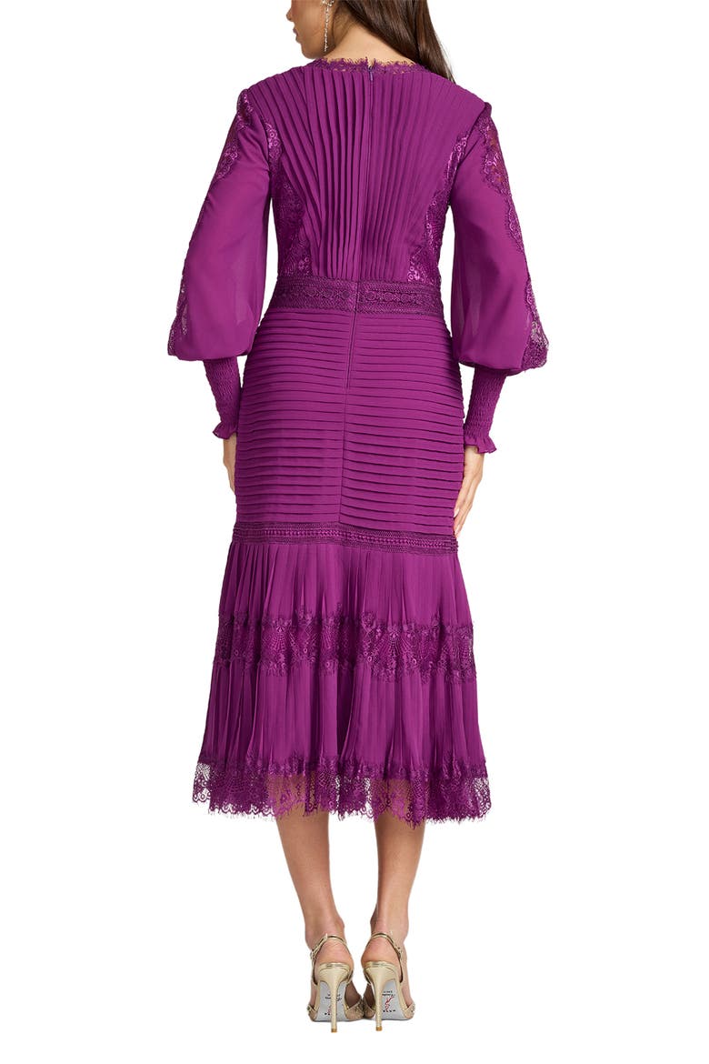 Lace Pintuck Long Sleeve Cocktail Dress, Alternate, color, BEGONIA