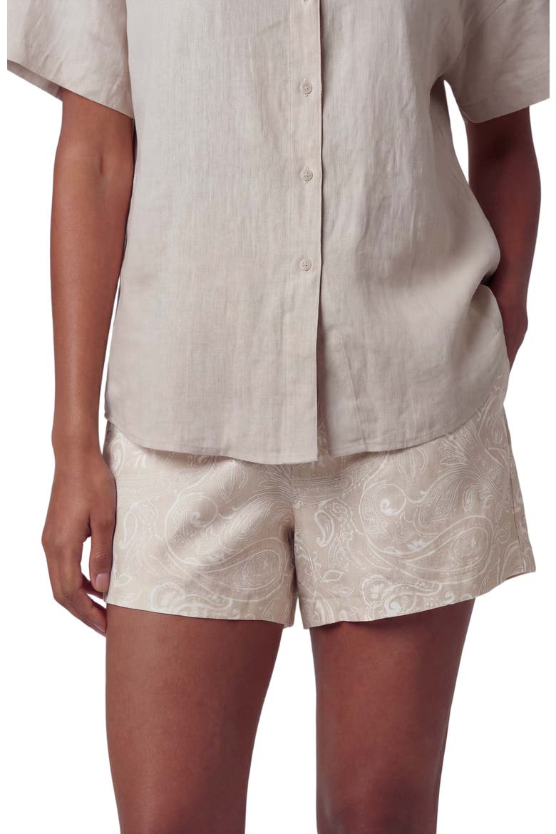 Paisley Explosion Womens Drawstring Short, Alternate, color, PAISLEY EXPLOSION IVORY