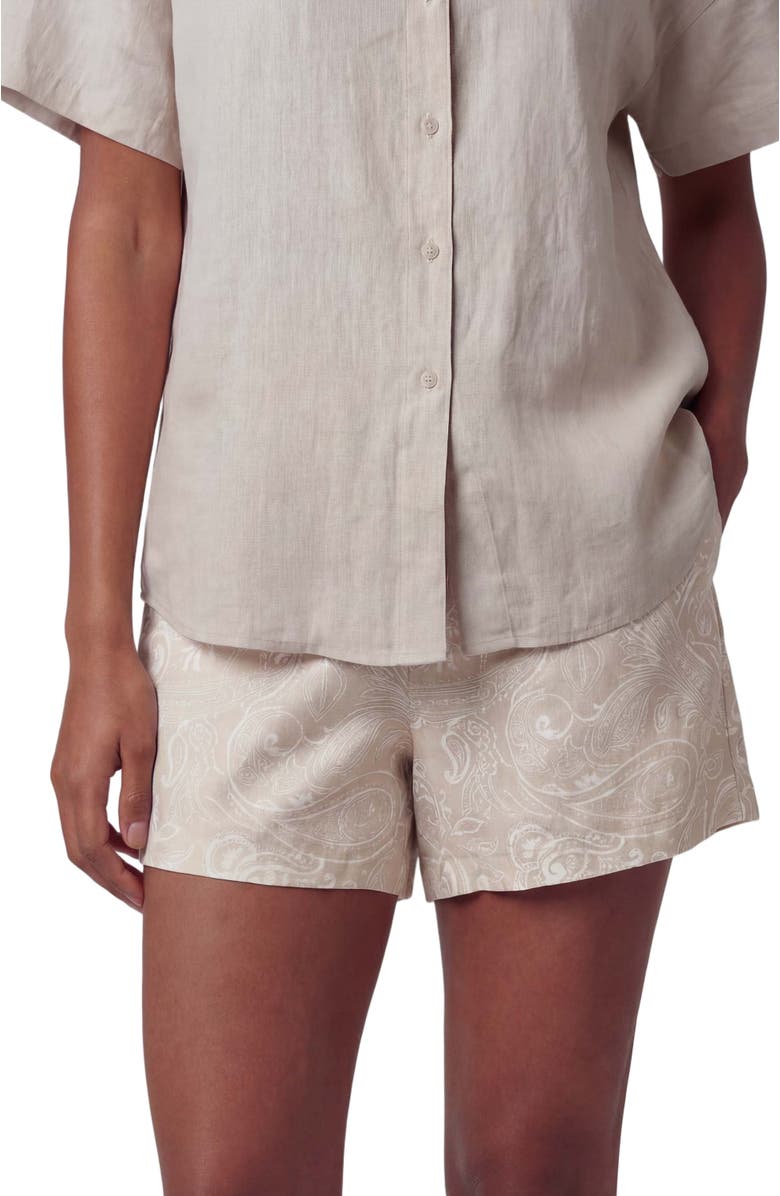 Lords of Harlech Paisley Explosion Womens Drawstring Short, Alternate, color, Paisley Explosion Ivory