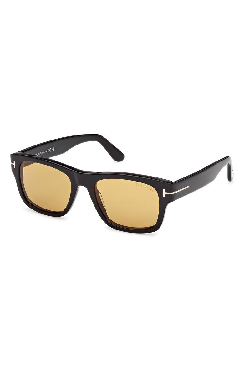 TOM FORD Smith-02 55mm Rectangular Sunglasses, Alternate, color, Shiny Black / Vicuna Lens
