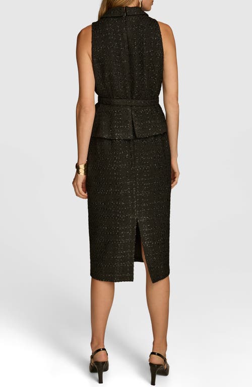 Donna Karan New York Belted Tweed Shirtdress In Black