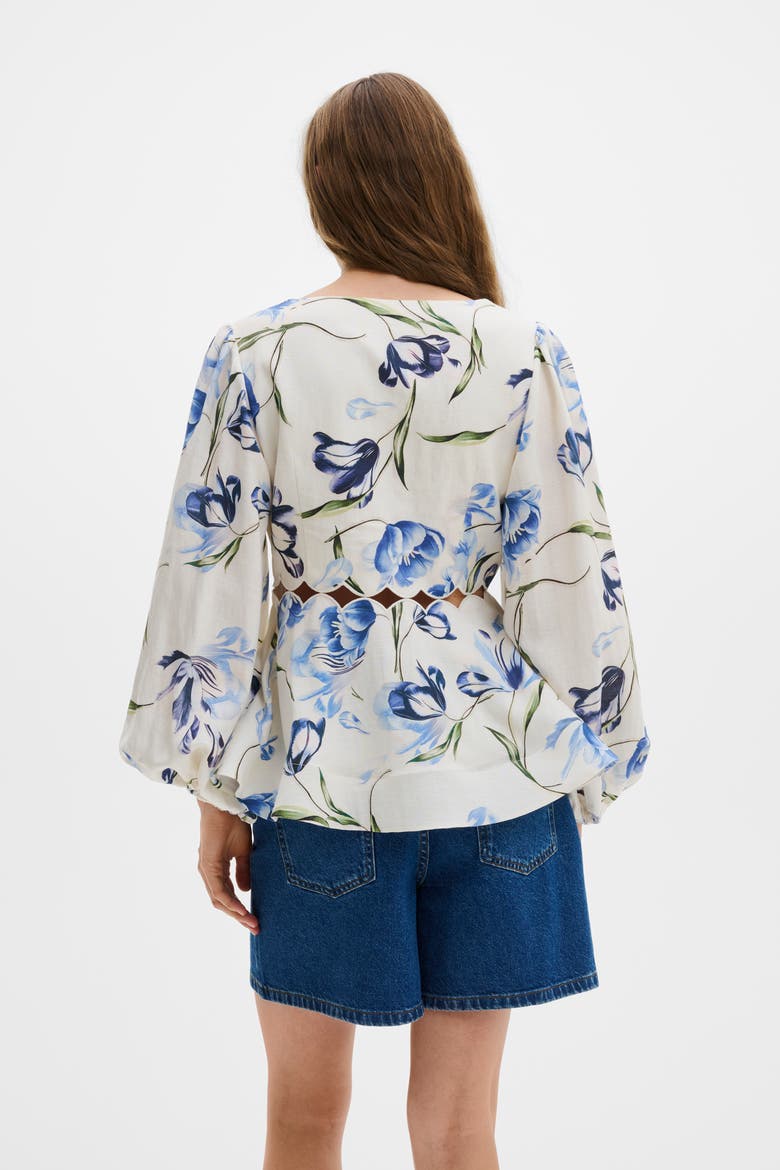 Maya Scalloped Balloon Sleeve Blouse, Alternate, color, Tulip Blue