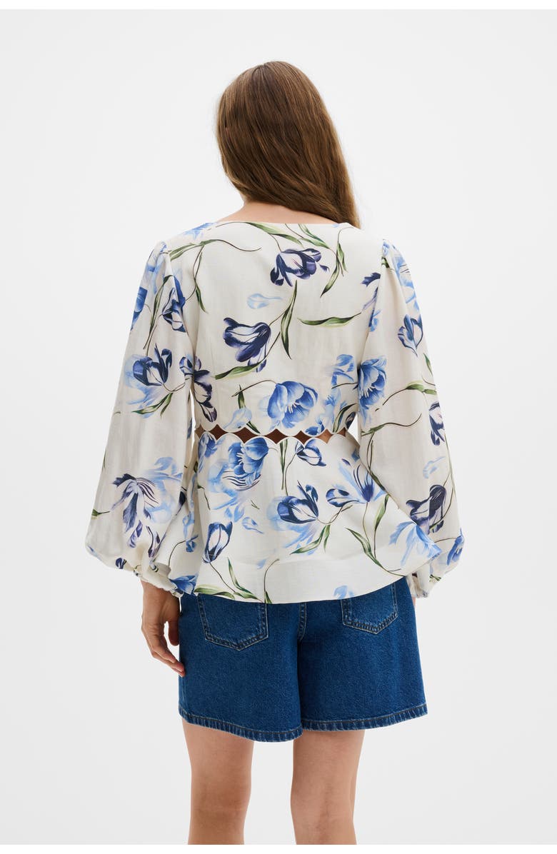 Malina Maya Scalloped Balloon Sleeve Blouse, Alternate, color, Tulip Blue