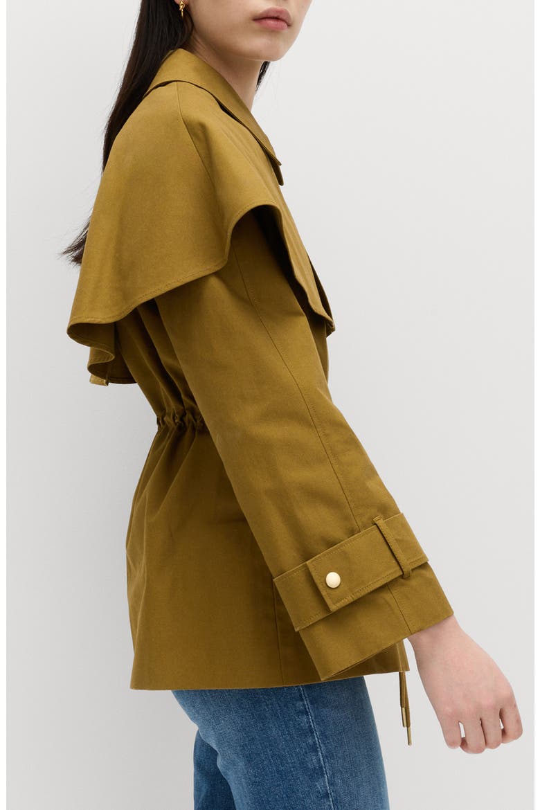 Waisted Collared Cape Coat, Alternate, color, BROWN