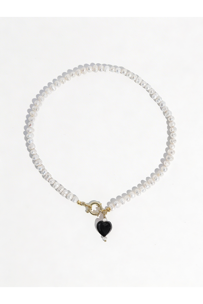 Kokoro Red Heart Freshwater Pearl Necklace, Alternate, color, Red and Gold