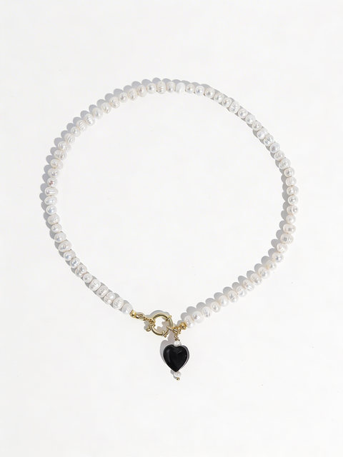 Kokoro Black Heart Freshwater Pearl Necklace