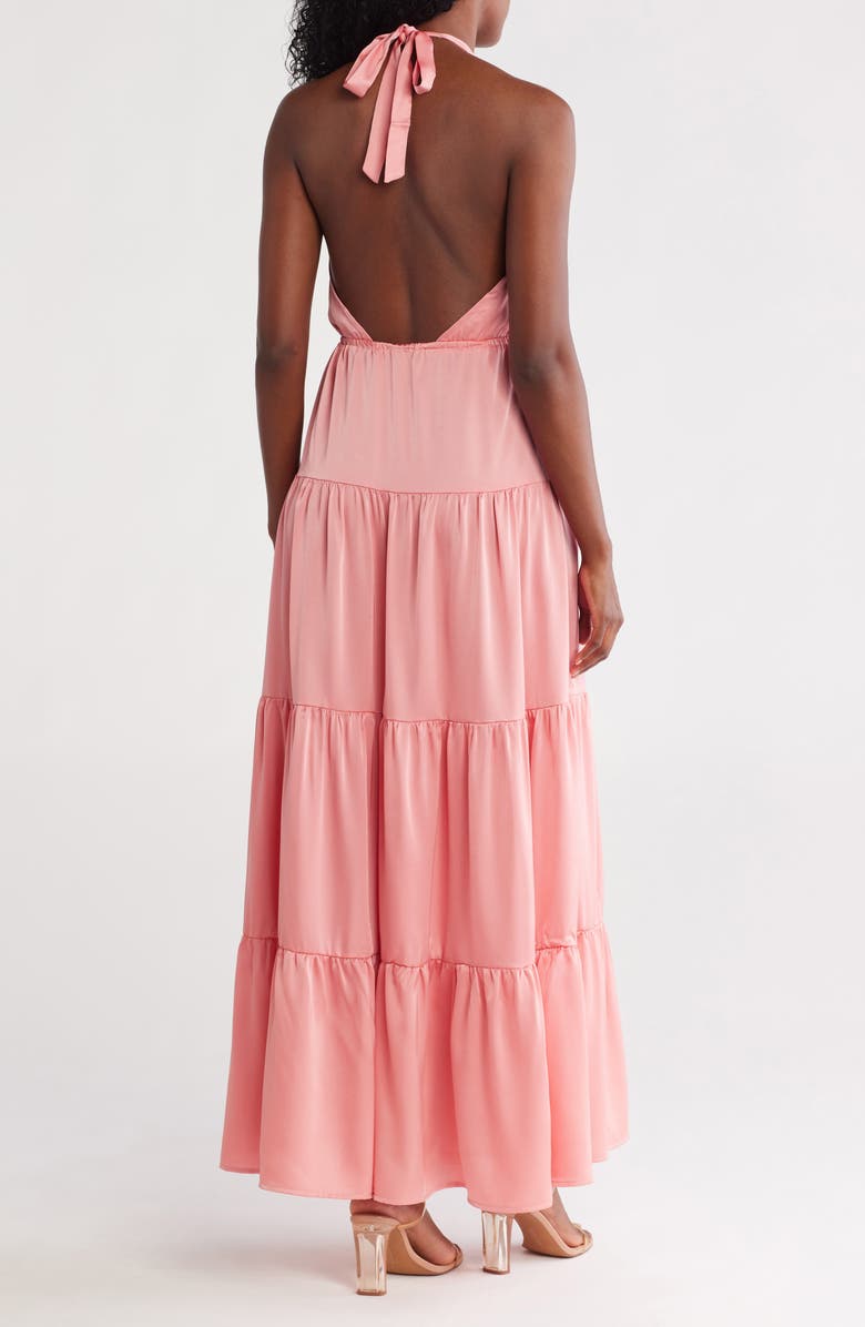 Love By Design Brody Halter Neck Tiered Maxi Dress, Alternate, color, Rose Petal