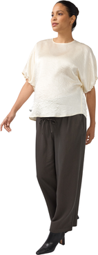 Ingrid & Isabel Cropped Satin Puff Sleeve Maternity Blouse
