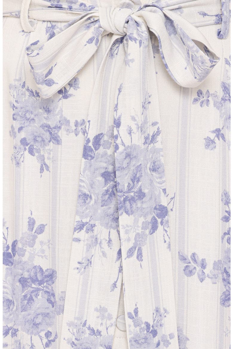 Xander Tie Waist Cotton & Linen Maxi Skirt, Alternate, color, LILAC FLORAL