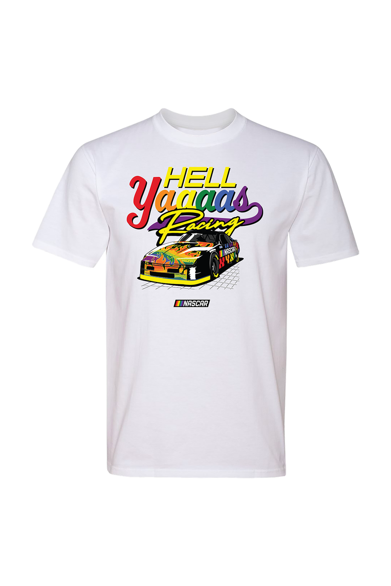 Men's Classic Ink White NASCAR Hell Yaaaas Racing Pride T-Shirt, Alternate, color, White