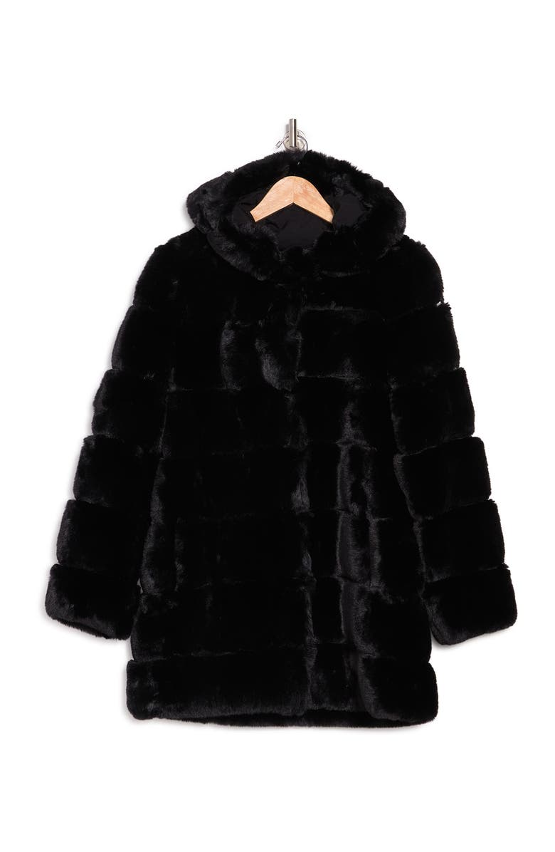 BCBGeneration BCBGMAXAZRIA Quilted Faux Fur Hooded Coat, Alternate, color,
