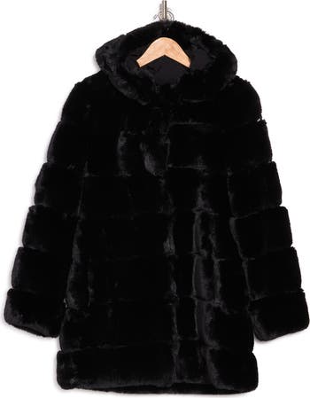 BCBGeneration BCBGMAXAZRIA Quilted Faux Fur Hooded Coat BCBGeneration BCBGMAXAZRIA Quilted Faux Fur Hooded Coat