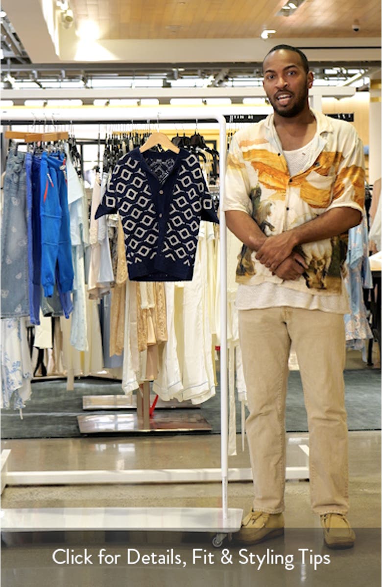 Kids' Diamon Camp Collar Short Sleeve Crochet Cardigan, sales video thumbnail