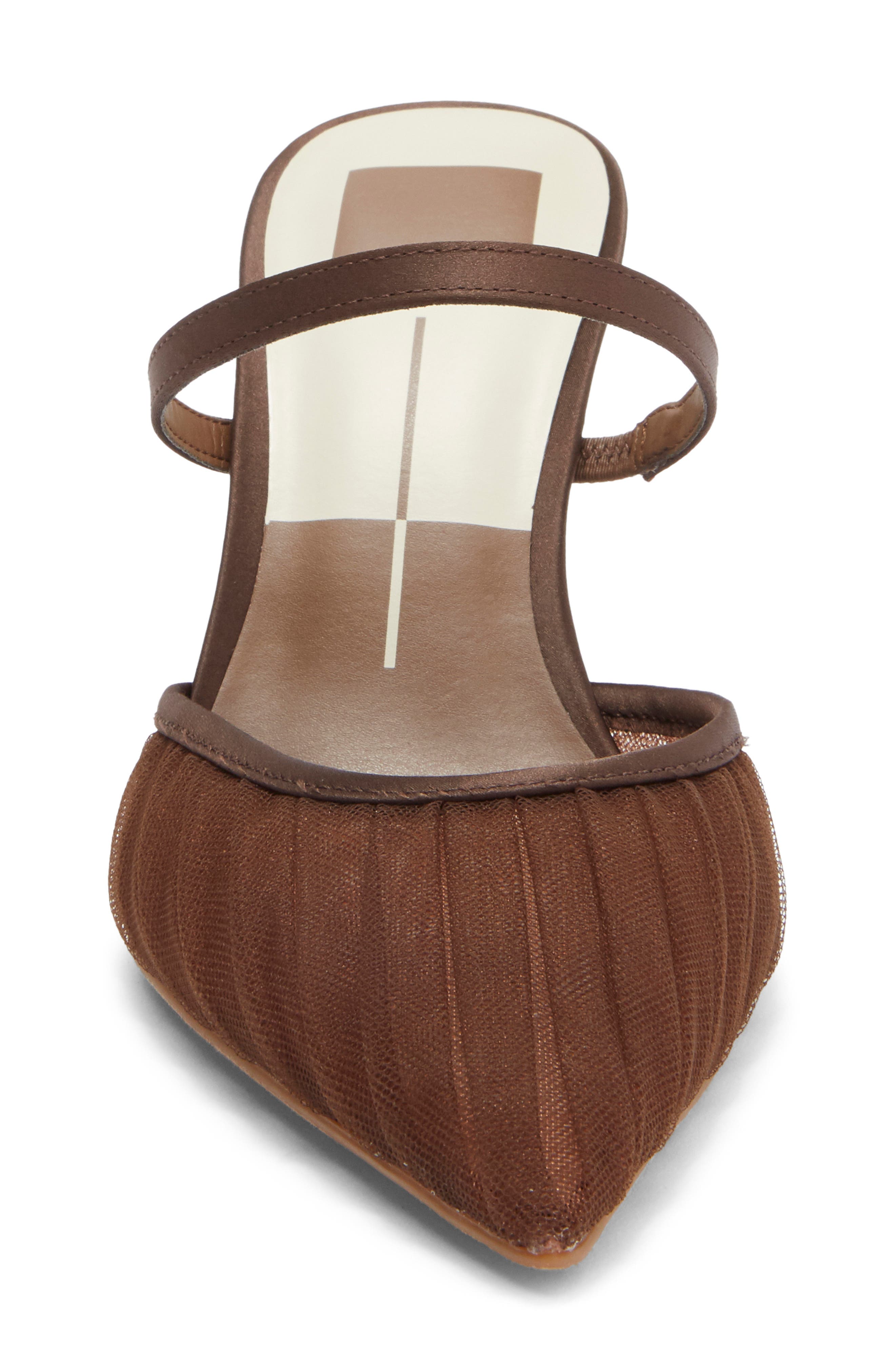 Noreen Pointed Toe Mule, Alternate, color, DARK BROWN TULLE