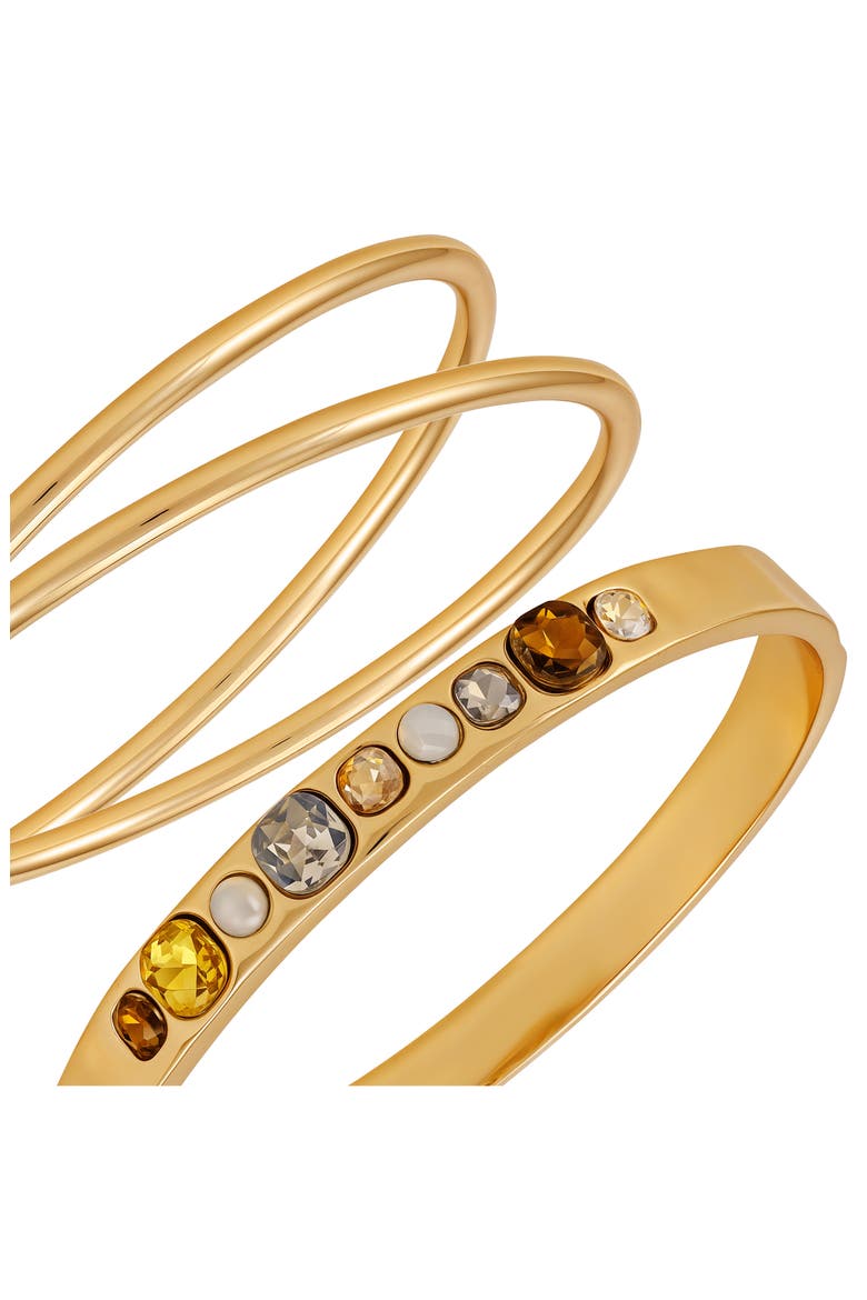 Set of 3 Bangle Bracelets, Alternate, color, GOLD TONE