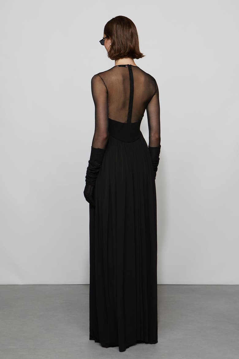 Suri Knit Combo Gown, Alternate, color, Black