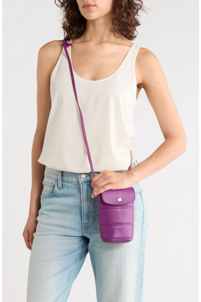 Le Pliage Quilted Leather Phone Crossbody Bag, Alternate, color, VIOLET