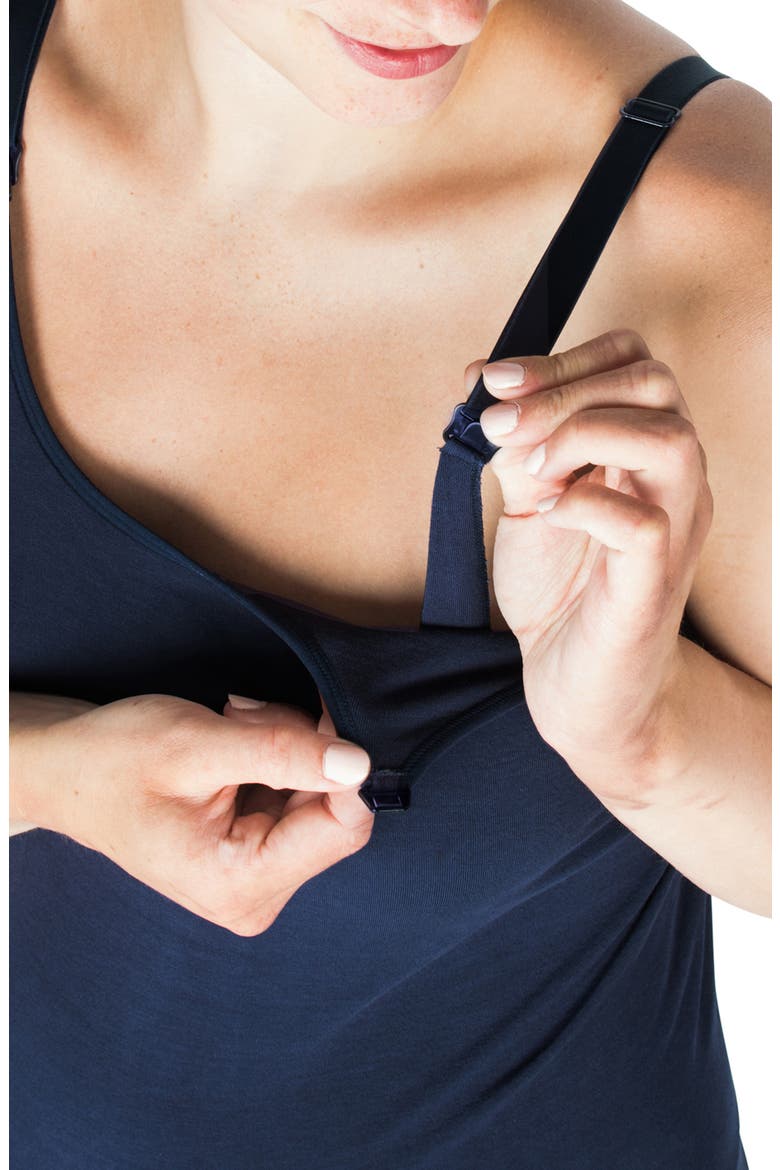 Seamless Maternity/Nursing Yoga Tank, Alternate, color, NAVY
