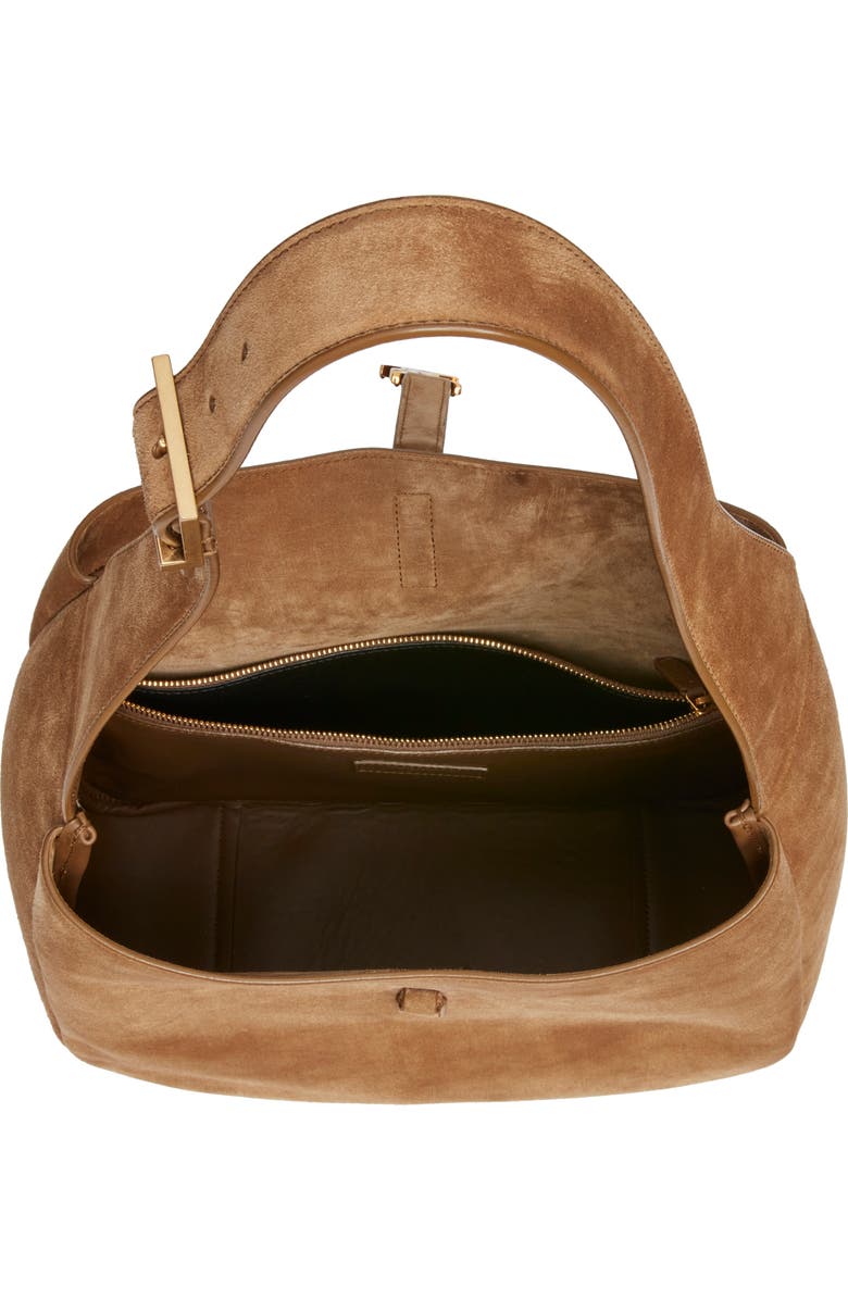 Saint Laurent Large Le 5 À 7 Suede Hobo Bag, Alternate, color, Golden Leaf