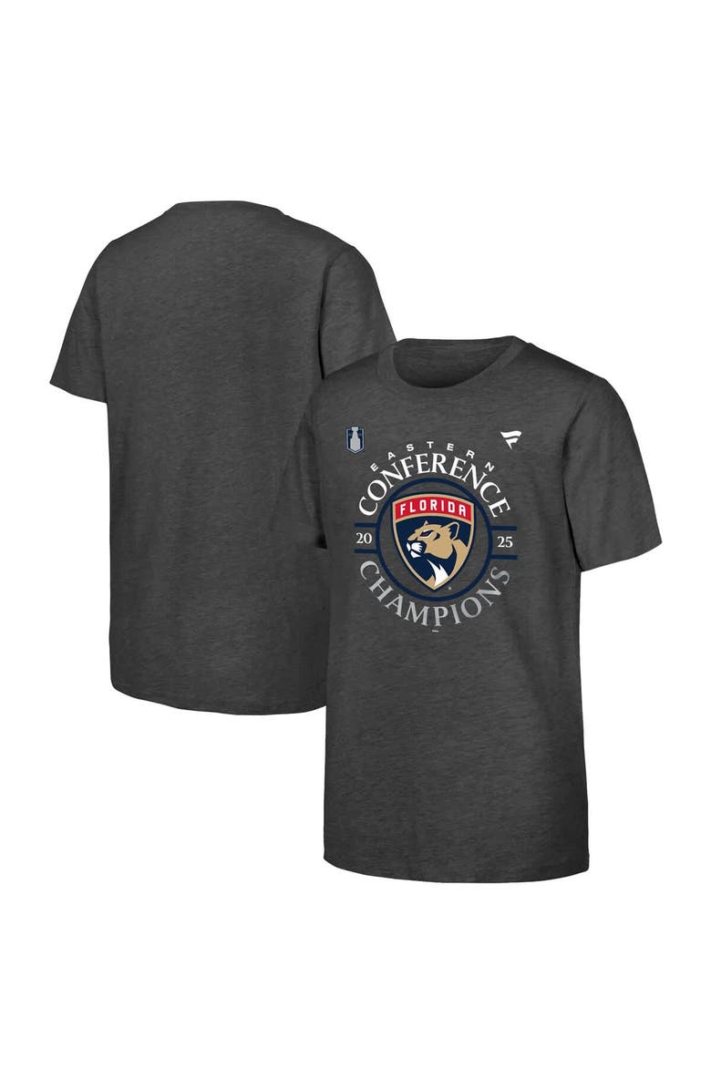 FANATICS Youth Fanatics  Heather Gray Florida Panthers 2025 Eastern Conference Champions Locker Room T-Shirt, Alternate, color, 