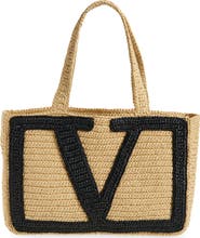 Valentino Garavani Large Viva Superstar Raffia Tote