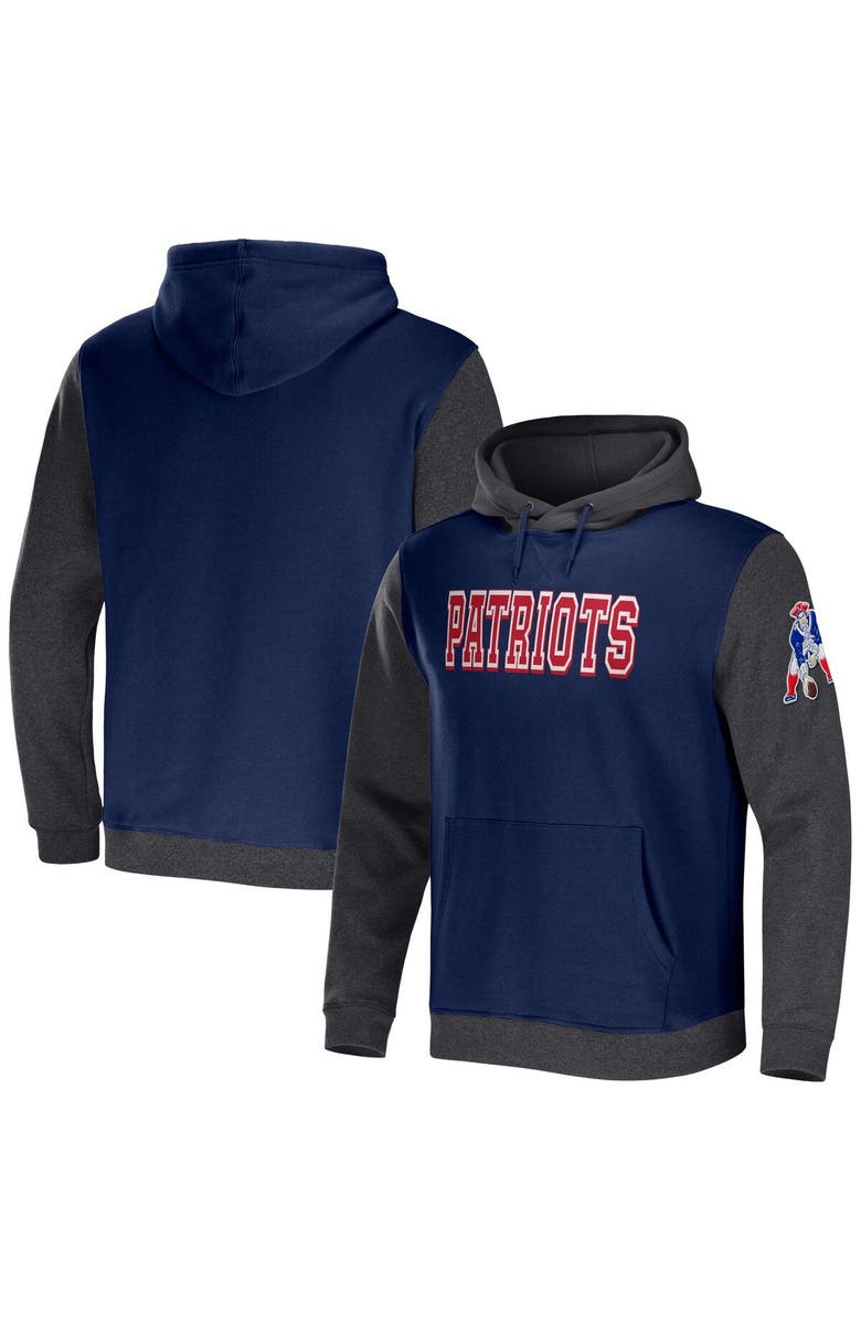 NFL X DARIUS RUCKER Men's NFL x Darius Rucker Collection by Fanatics Navy/Charcoal New England Patriots Colorblock Pullover Hoodie, Main, color, Navy