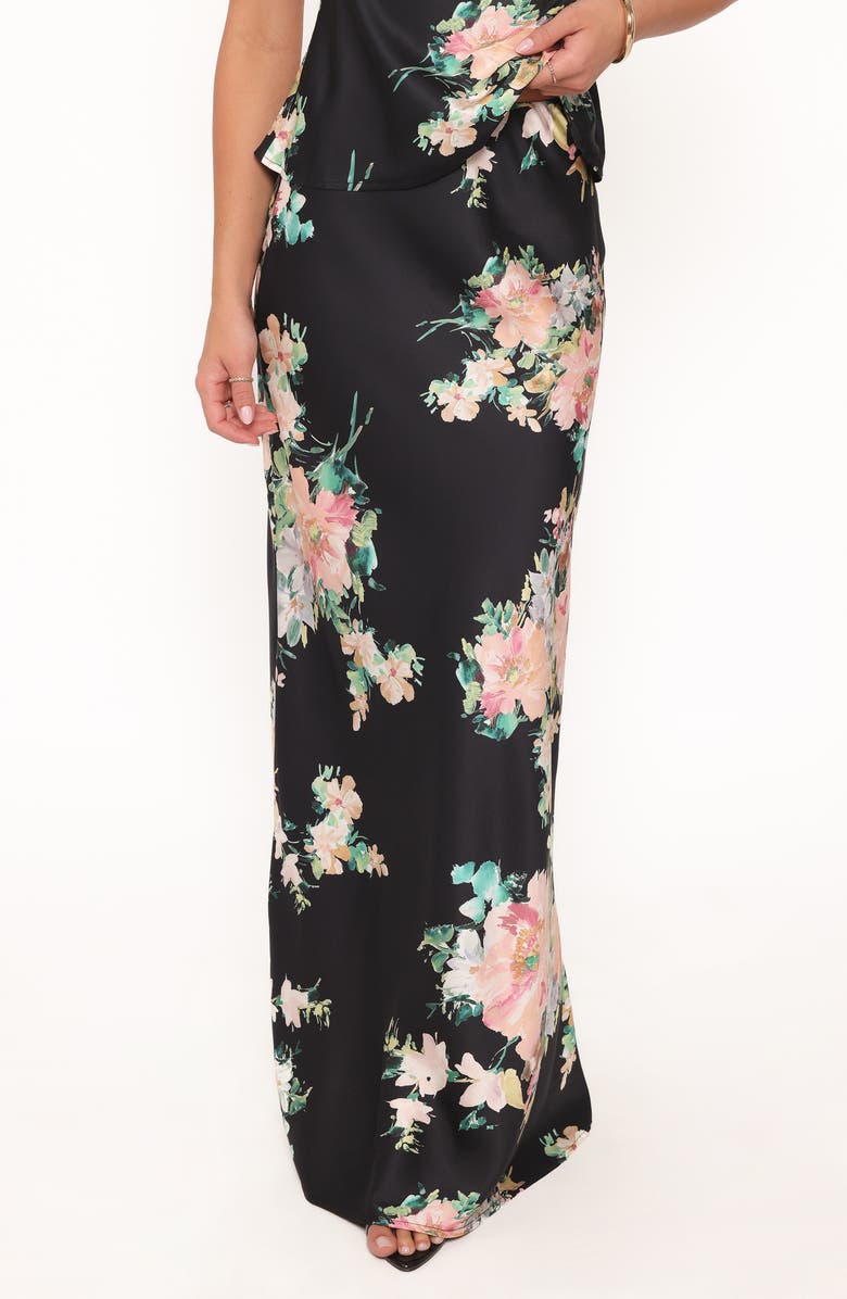 Petal & Pup Velman Maxi Skirt, Main, color, Black Floral