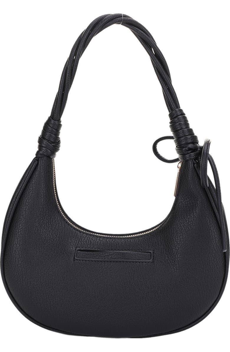 Mali + Lili Brianna Soft Bow Faux Leather Crescent Shoulder Bag, Alternate, color, Black