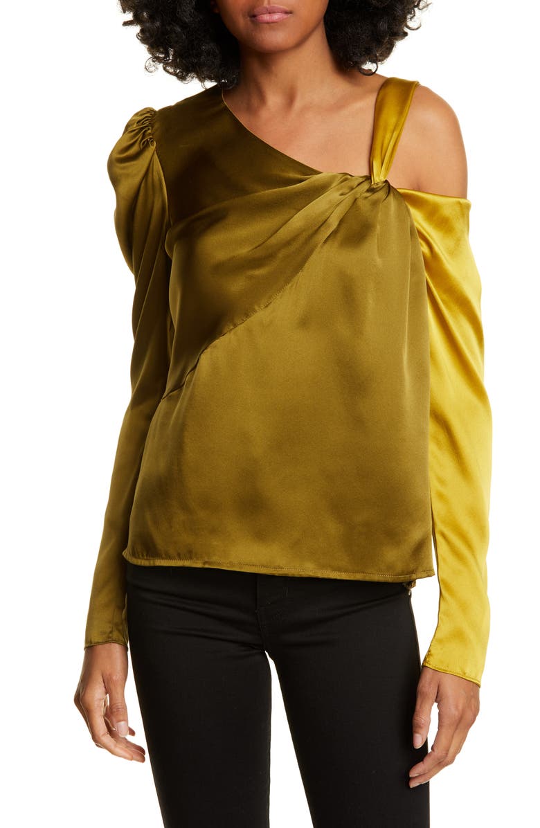 AMUR Mabel Two-Tone Silk Satin Top, Main, color,