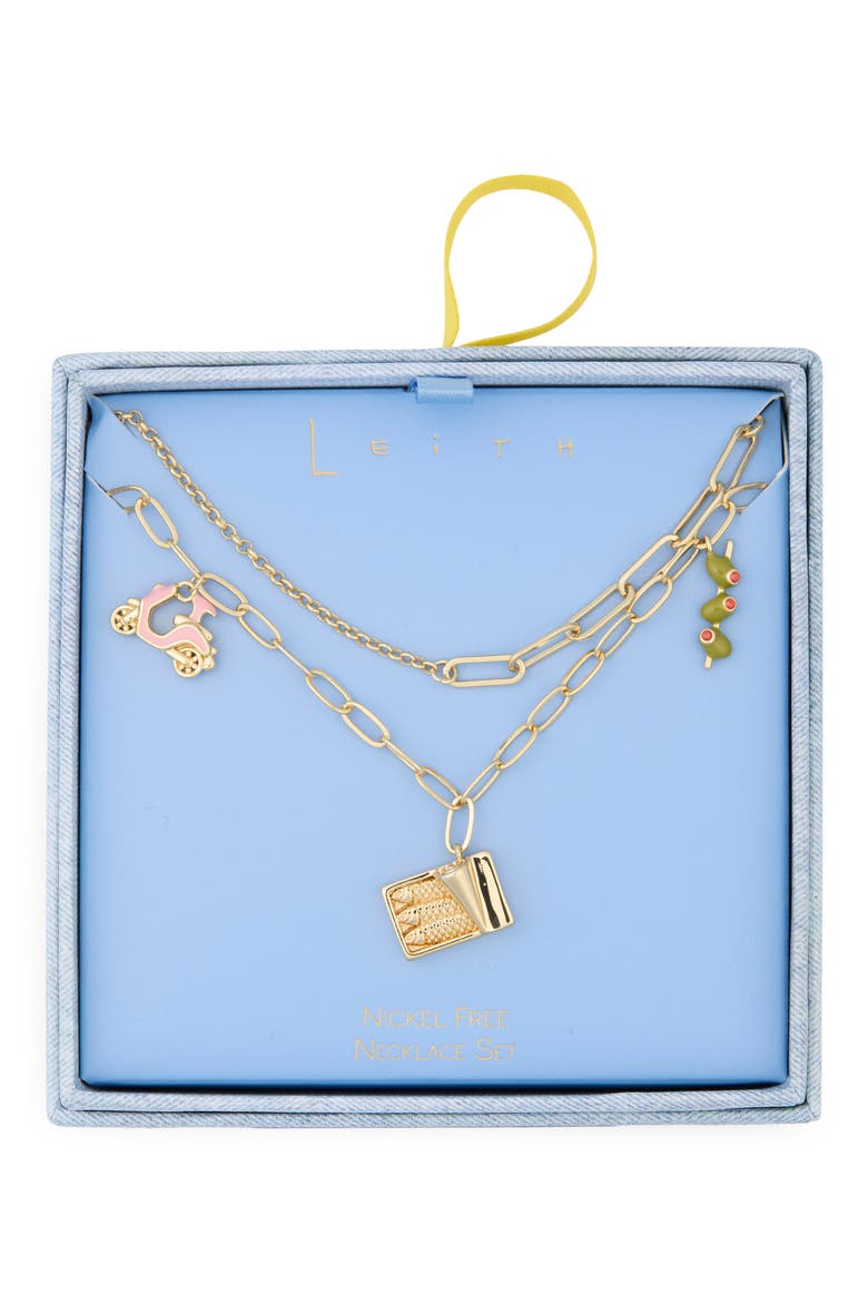 Layered Charm Pendant Necklace, Main, color, GREEN MULTI- GOLD