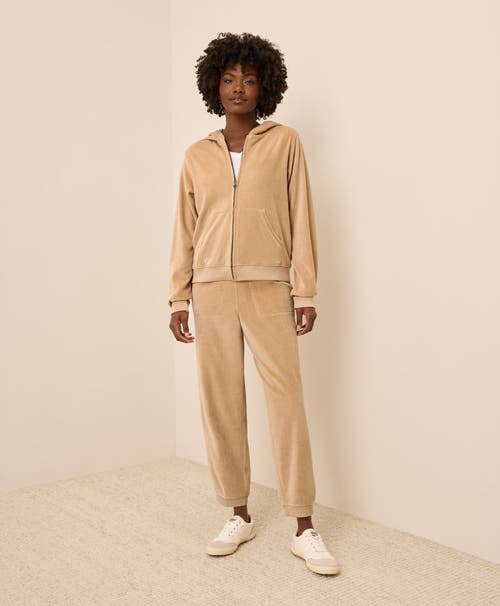Pact Organic Cotton Pure Velour Zip Hoodie In Nude